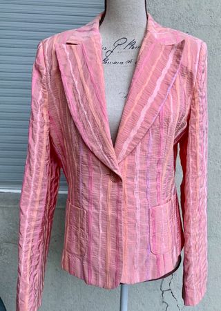 Superbe veste JEAN COSTE PARIS satinée rose saumon t.40