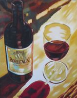 Acryl- / Ölgemälde "Stillleben mit Rotwein", 79x100 cm