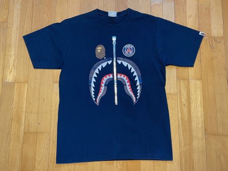 2018 Bape x PSG Shark Tee Sz L Paris Saint Germain
