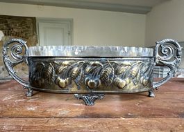 Jardiniere mit Glaseinsatz, Schale wahrscheinlich Jugendstil