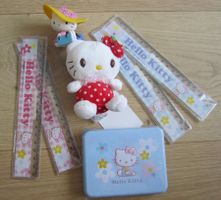 Hello Kitty Fan Set mit Massstäben, Plüsch, Dose usw.