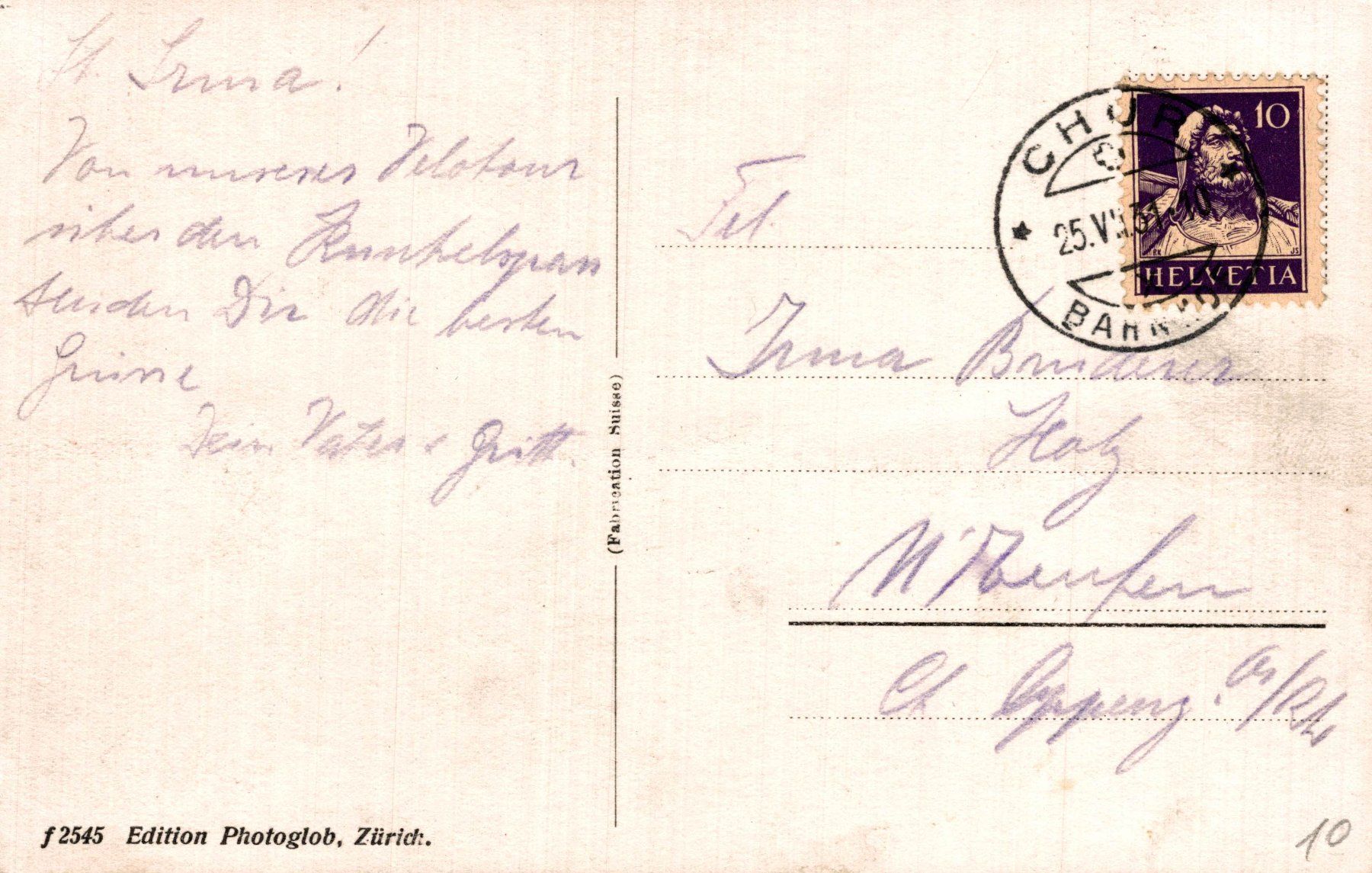 Cartoline postali: Chur (Sicht Süd) – Usato da Bronschhofen venduto da Astore 1