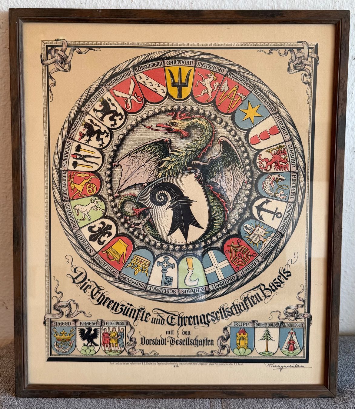 Tableaux: Historischen Wappen Basler Baslerstab – D'occasion à Basel par PAUL_ART