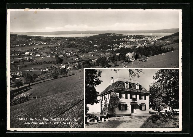 Cartoline postali: Herisau, Restaurant Sedel, Panoramablick – Usato da Berlin venduto da bartko-reher