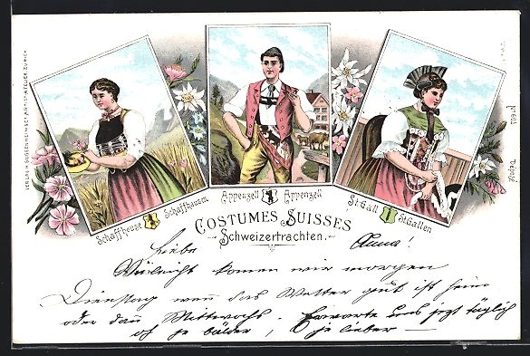 Cartoline postali: Litho Schweizer Bürger in Trachten aus  – Usato da Berlin venduto da bartko-reher
