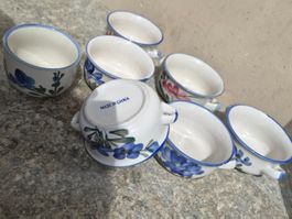 Vintage Tellerset 6-teilig Suppenteller aus Porzellan, China