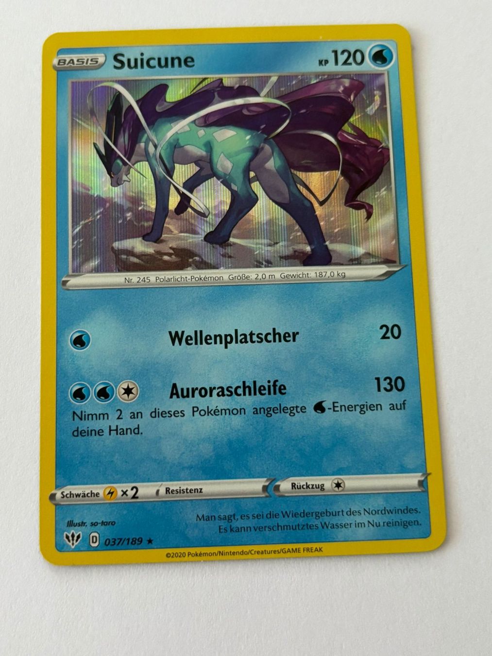 Pokémon Sammelbilder & Trading cards: Pokemon-Karte Suicune 037/189 – Gebraucht aus Herisau von Seyashop1