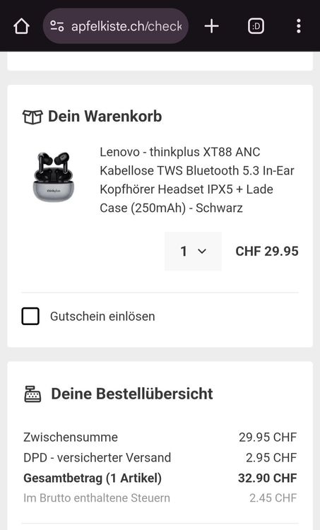 Lenovo Kopfhörer: Lenovo XT88 Bluetooth Kopfhörer / CHF 32.90 Apfelkiste Preis – Neu und originalverpackt aus Uster von -FPS- 1
