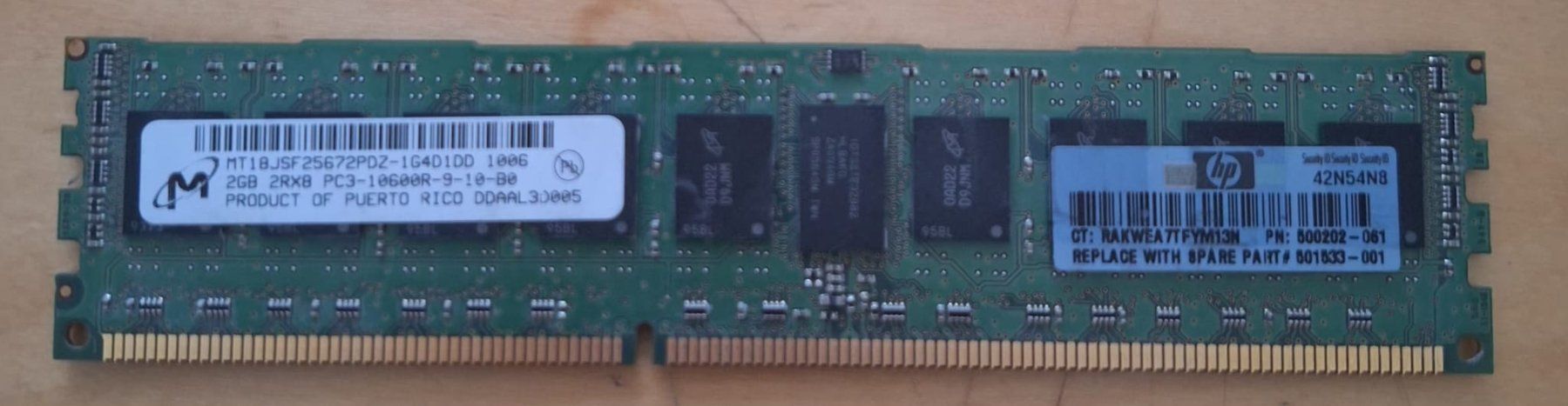 Memoria / RAM: HP 2 GB DDR3 ECC UDIMM - (x9) – Usato da Thalwil venduto da dan_k8fh 1