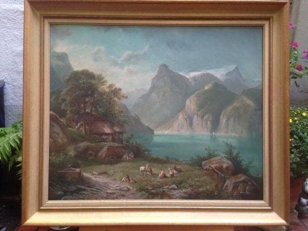 Dipinti: Vierwaldstattersee von Hubert Sattler – Usato da Schaffhausen venduto da vintageville