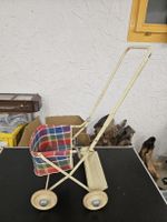 Puppenwagen Swiss Gloria mit karierter Stoffeinlage Metall