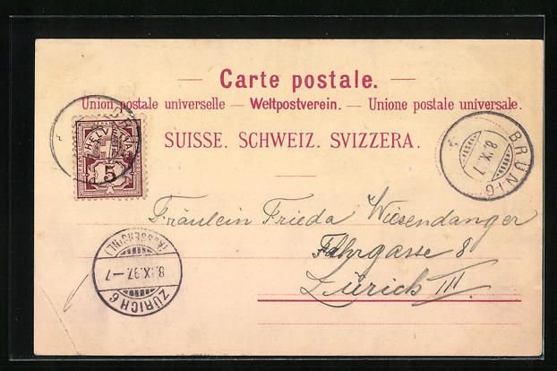 Cartoline postali: Litho Brünig, Kurhaus, Brünig-Bahn, Br – Usato da Berlin venduto da bartko-reher 1
