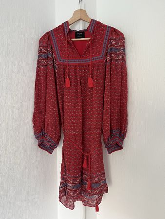 Ulla Johnson Silk red floral print shirt dress size 2