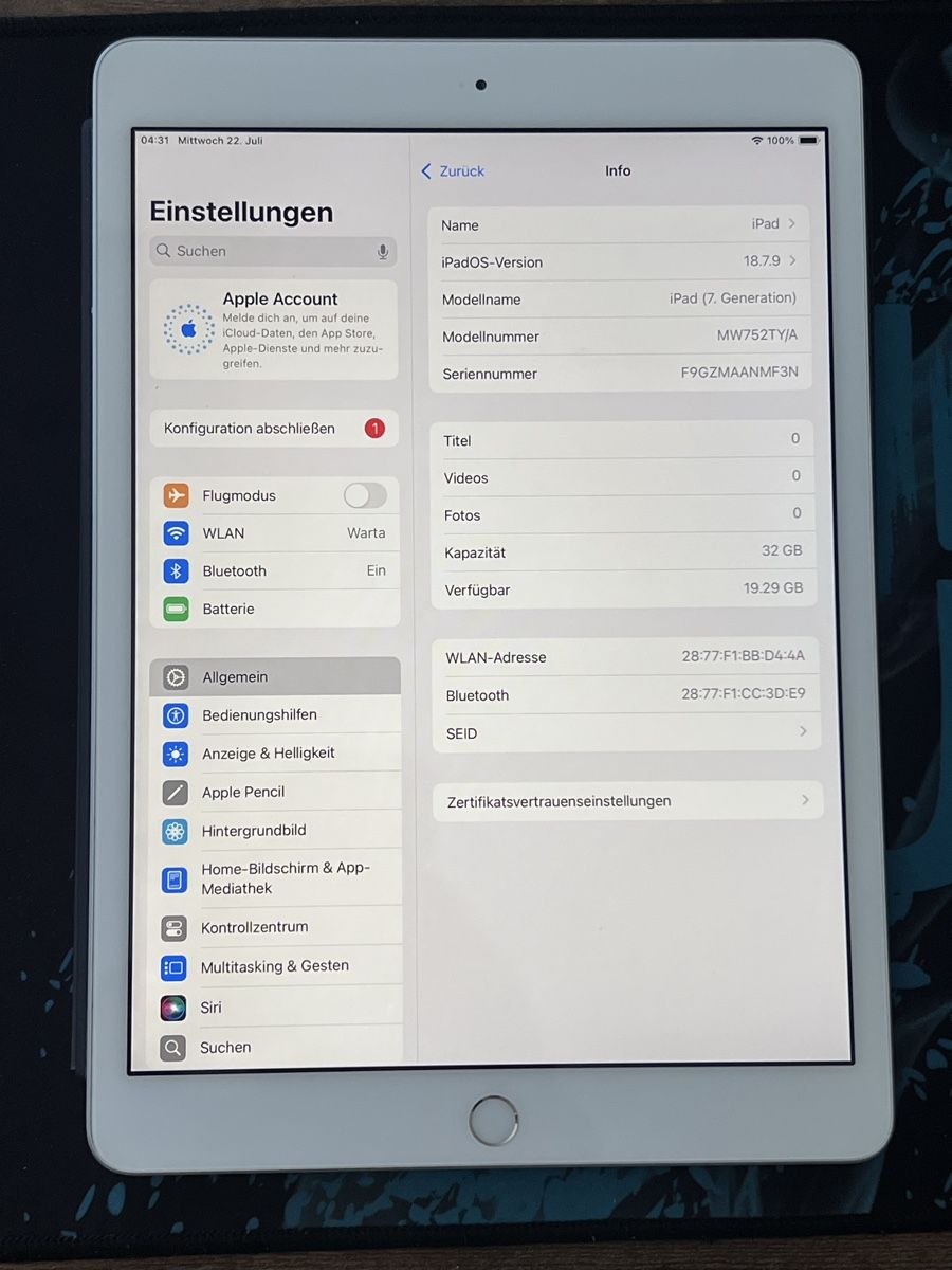 Apple Tablet PC: iPad 7 32GB Wi-Fi Akku 94%  – Usato da Wädenswil venduto da dai_2bcv 1