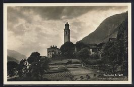 Soglio im Bergell, Ortsansicht mit Kirch