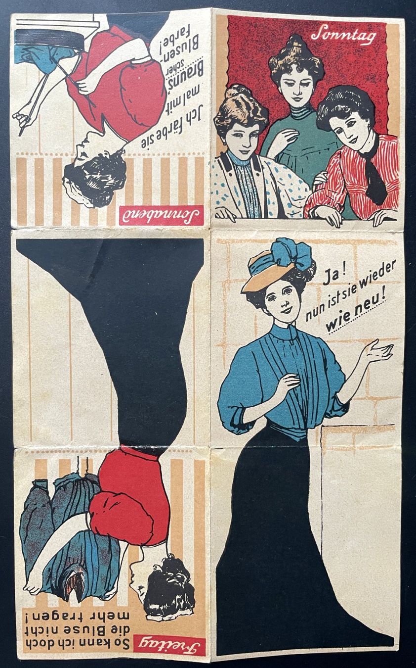 Arts picturaux & lithographies: Werbeflyer Braun'sche Haushaltfarben um 1910 – D'occasion à Savagnier par Ne2065 1