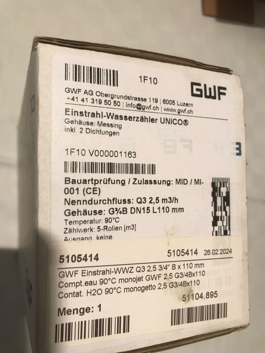 Misurare: Wasserzähler Unicom, GWF, 1/2" – Nuovo e nell'imballaggio originale da Winterthur venduto da efant12 3