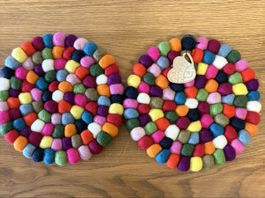 Filzuntersetzer rund bunt 2 Stk. Neu