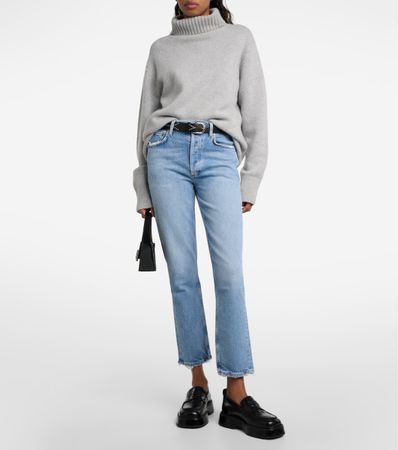 AGOLDE  Riley High Rise Straight Crop Jeans Distressed