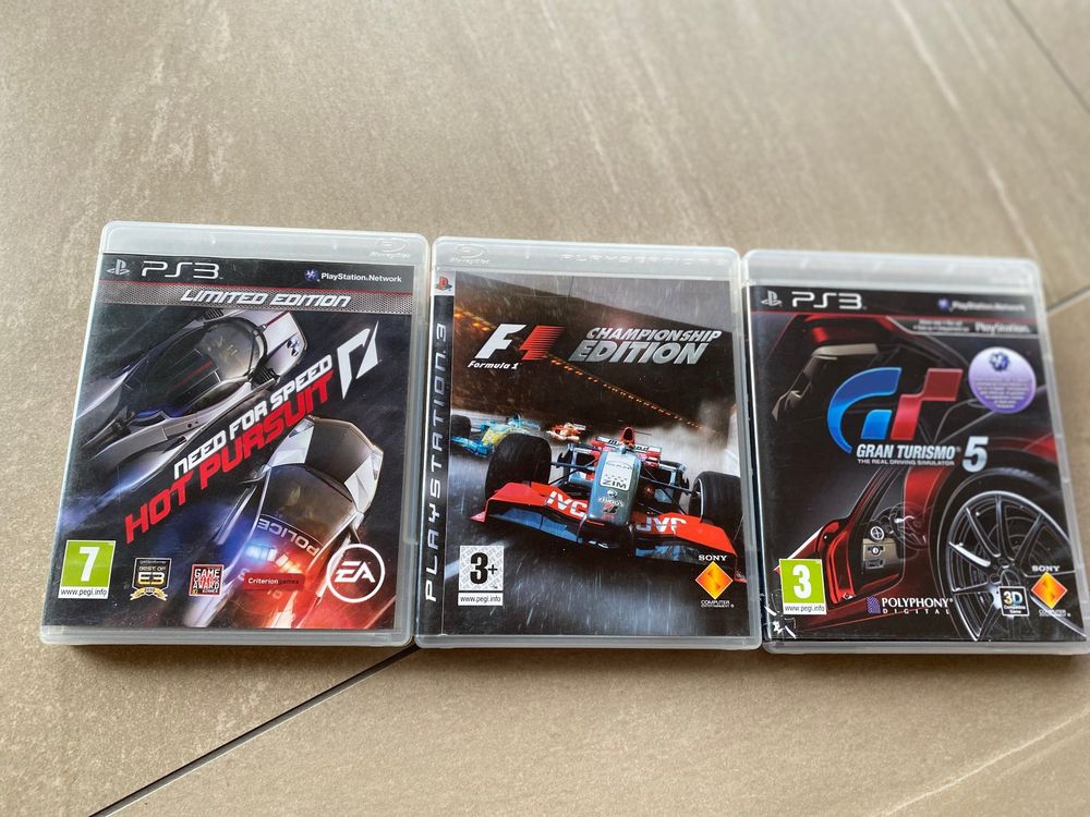 PS3 RaceSet mit GRAN TURISMO 5 plus F1 und Need for Speed (Gebraucht ...