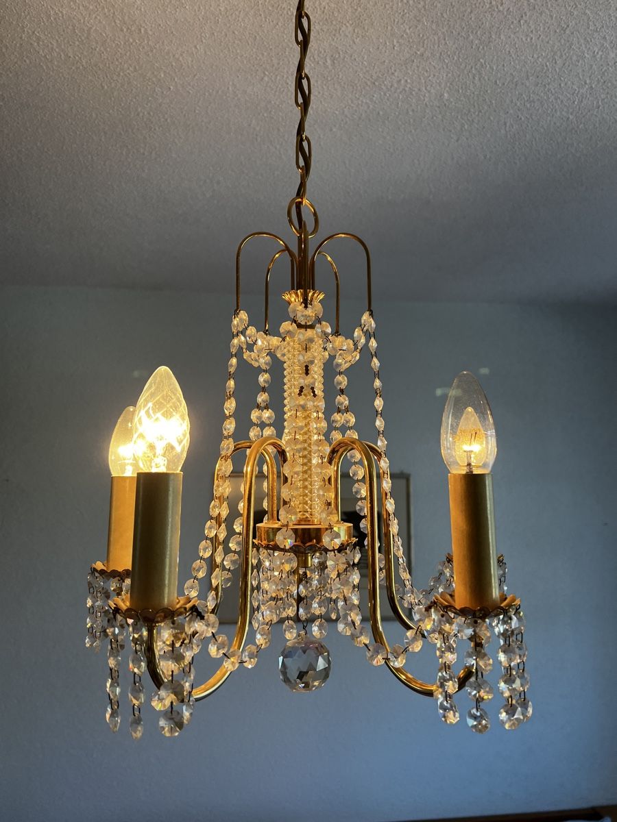 Lampadari & plafoniere: Kronleuchter Messing mit Glasbehang gebraucht – Usato da Neuenegg venduto da Magosaurus 2
