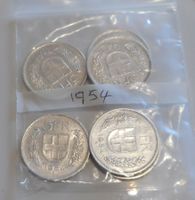 6 pièces suisses de 5.-- en argent de 1954