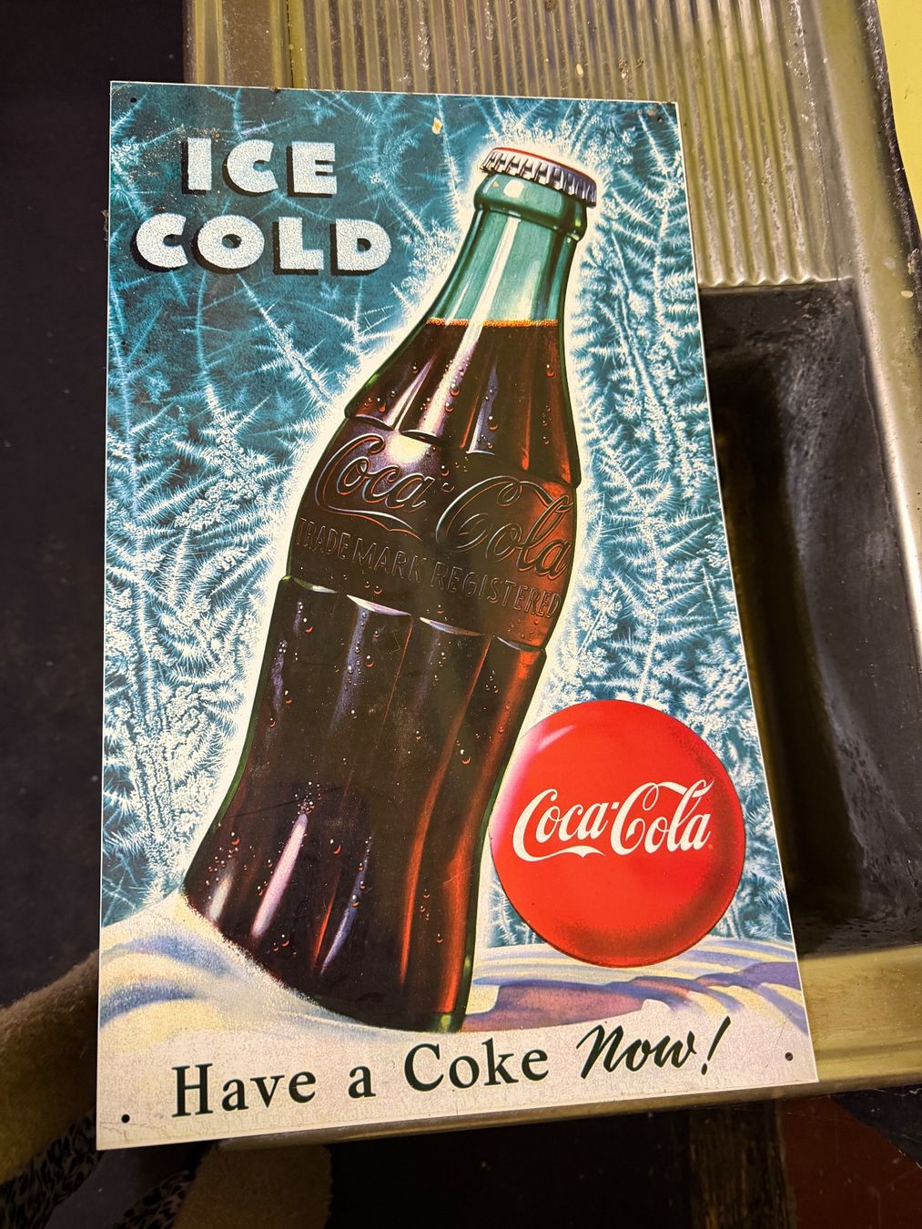Coca-Cola Insegne: Coca-Cola Werbeschild, Vintage Blechschild "Ice Cold" – Usato da Hergiswil NW venduto da bar_55lf 1