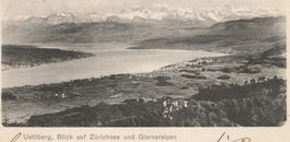 Blick auf Uetliberg, Zürichsee und Glarneralpen - (1901)