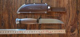 Messer Jagdmesser mit Lederscheide braun Holzgriff