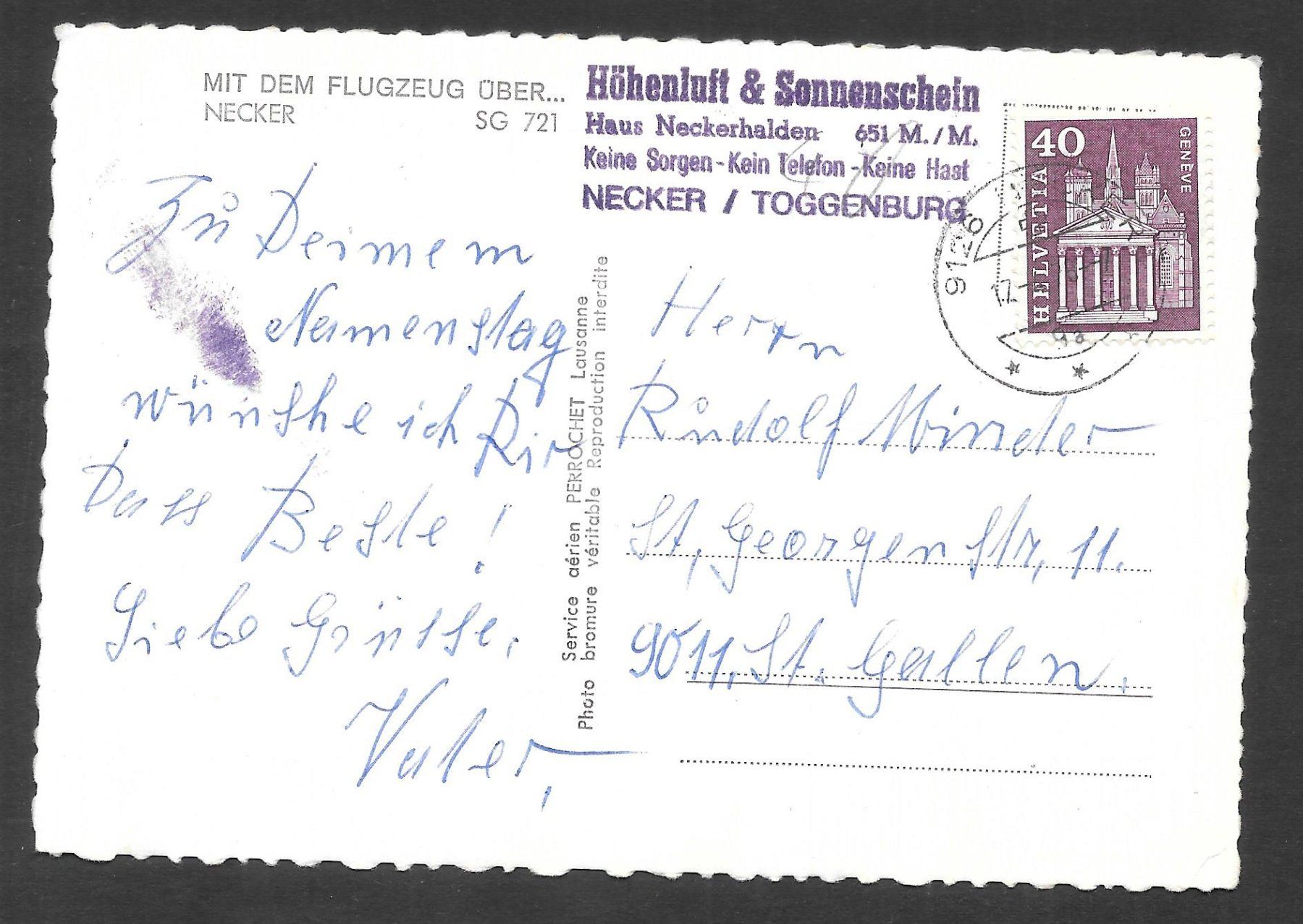 Cartoline postali: Necker Flugaufnahme SG 721 – Usato da Olten venduto da clotaldi 1