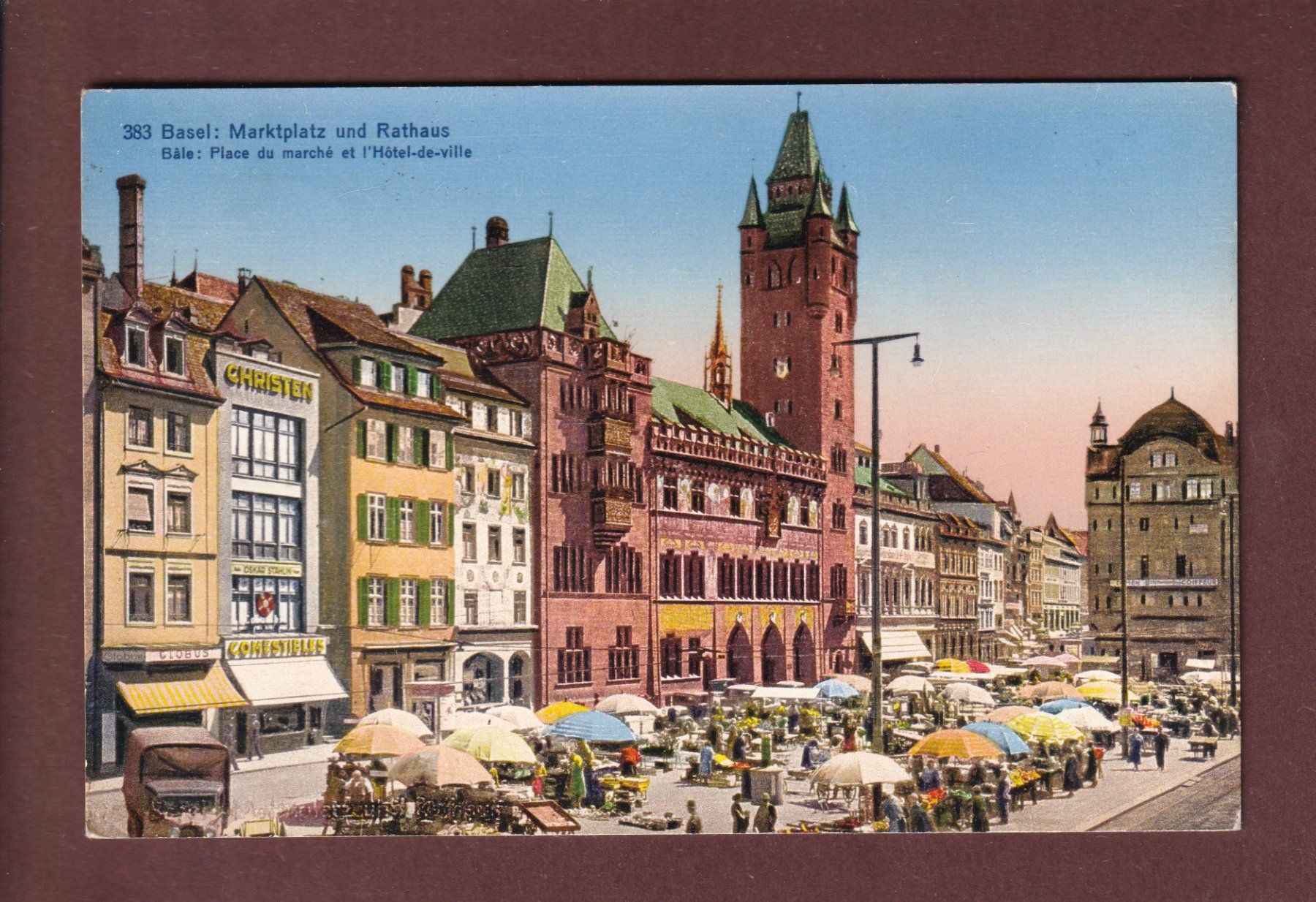 Ansichtskarten: BASEL - Marktplatz - Rathaus - 1940 – Gebraucht aus Pully von nicecards-shop