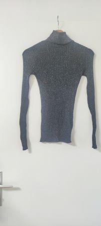 Yessica Dark roll-neck jumper with glitter, size XS