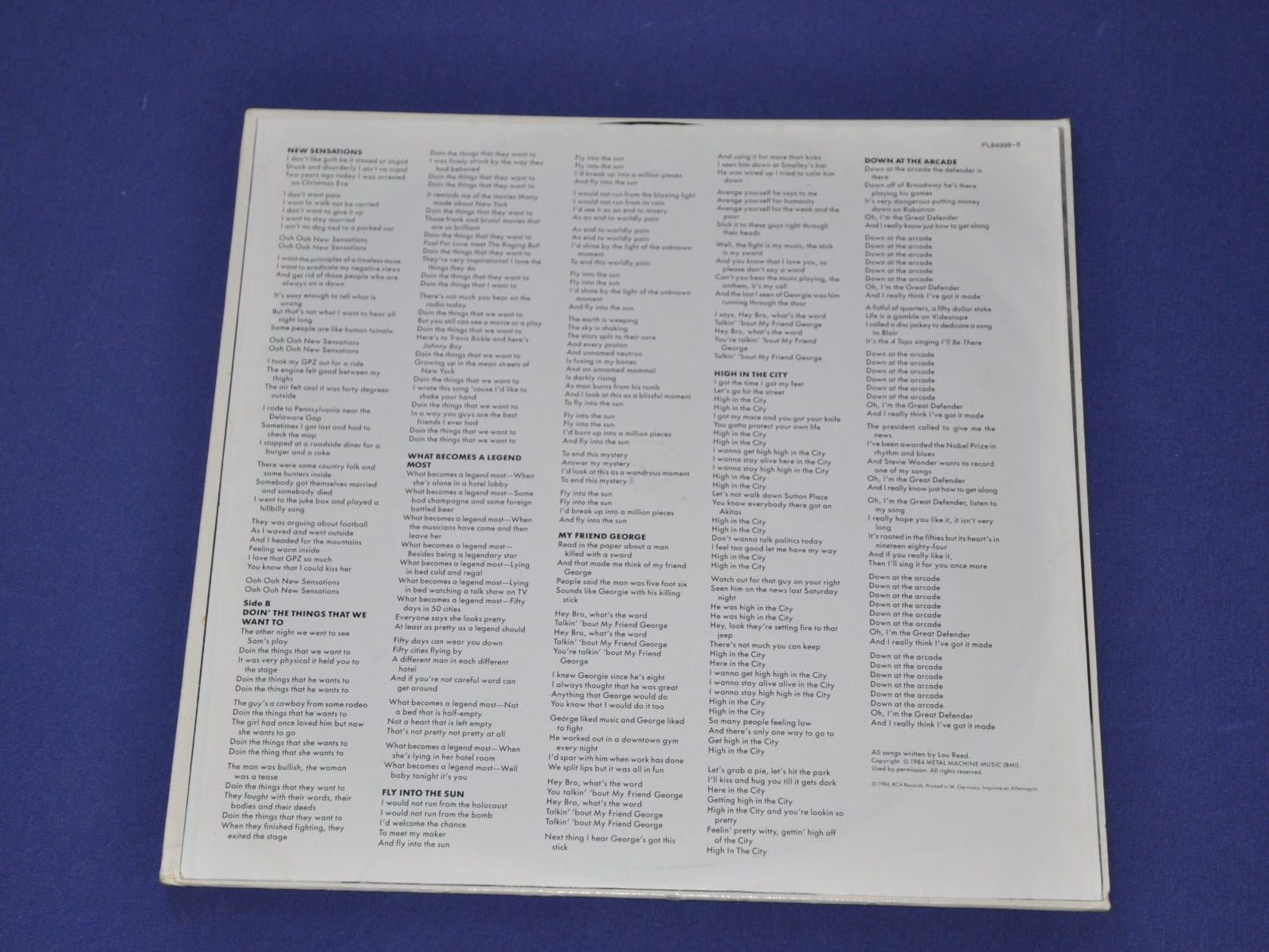 Vinyles: LP Lou Reed - New Sensations – D'occasion à Boll par Theodora15 2