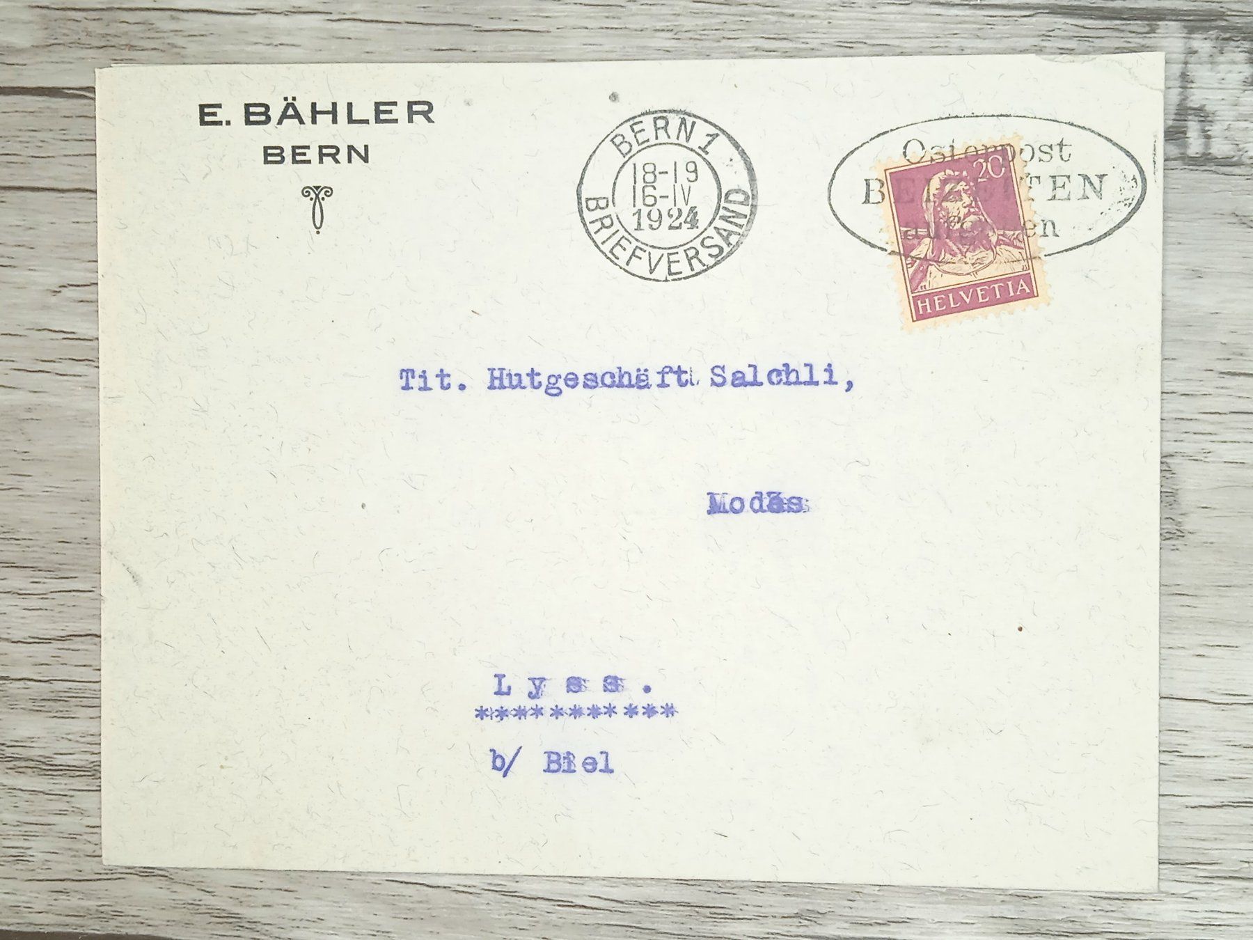 Tutti i francobolli: TR20 Enveloppe + Timbre Suisse 1924 – Usato da Cousset venduto da Patrick_Collections