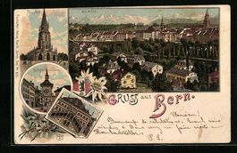 Litho Bern, Ortsansicht, Münster, Zeitg