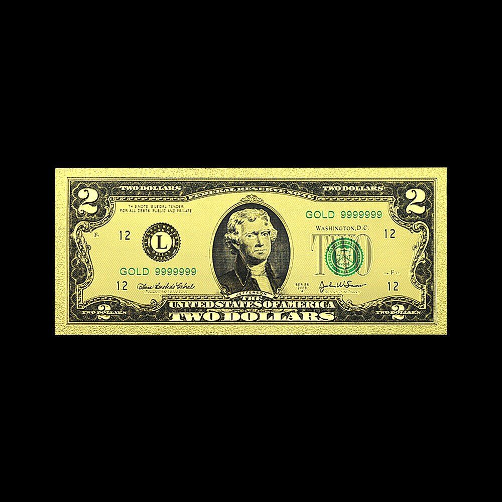 Banconote: USA 2 US-Dollar Goldfolien Banknote – Nuovo (secondo la descrizione) da Steffisburg venduto da ber_8htf 1
