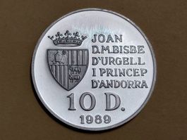 Andorra 10 Diners "Olymp. Spiele Albertville" 1989 Silber
