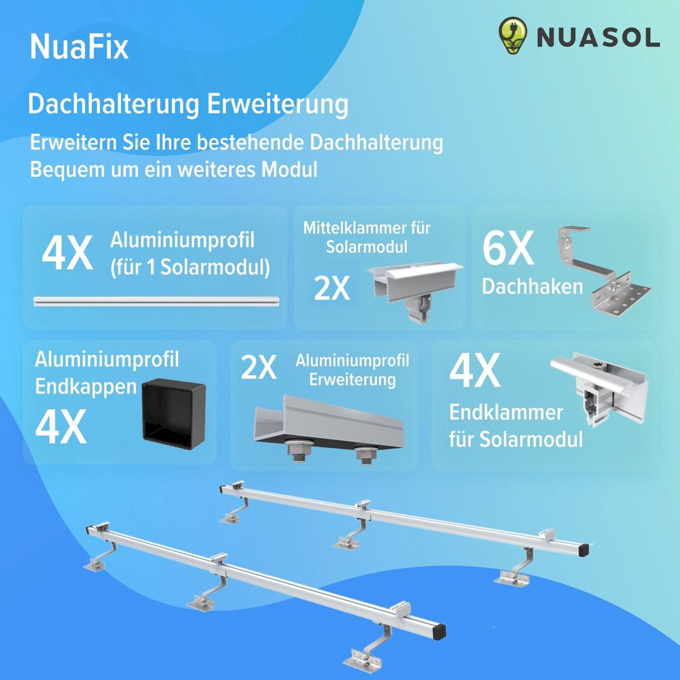 Dispositivi a energia solare: NuaSol Solarpanel Halterung 2er Set – Nuovo e nell'imballaggio originale da Bottighofen venduto da zaap 3