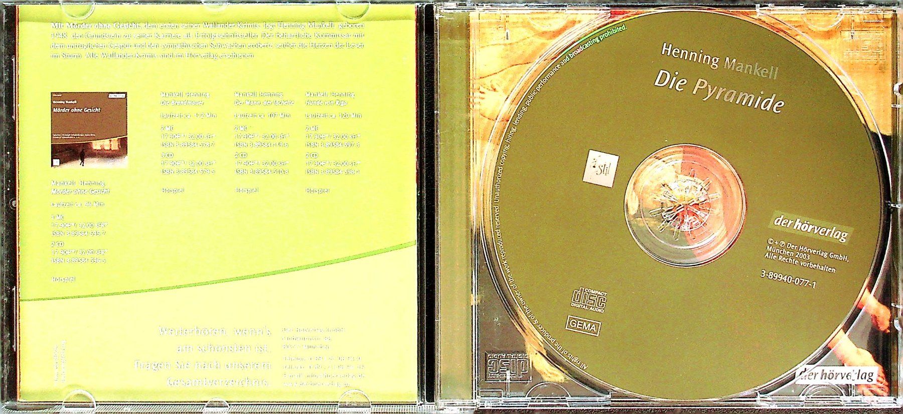 CD: CD Henning Mankell Die Pyramide Hörspiel  / K. Wallandcer – Usato da Reitnau venduto da Zaomir 2