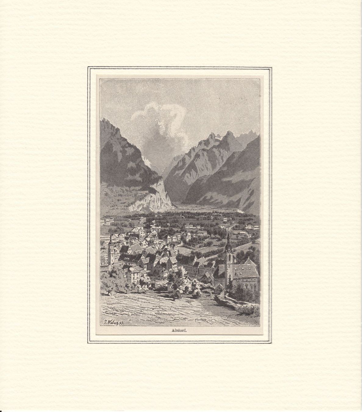 Stiche: ALTDORF, HOLZSTICH 1899 – Antik aus Grüningen von Kartensammler 1