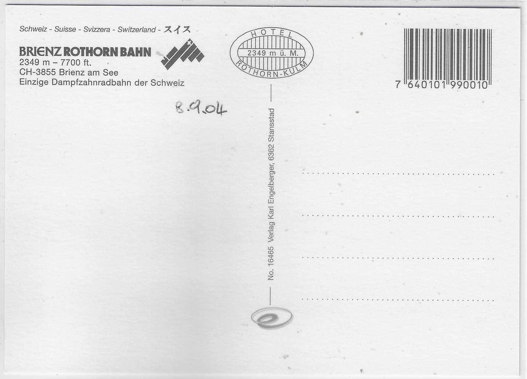 Cartoline postali: Brienz Rothorn Bahn – Usato da Ettingen venduto da Kartenplanet 1