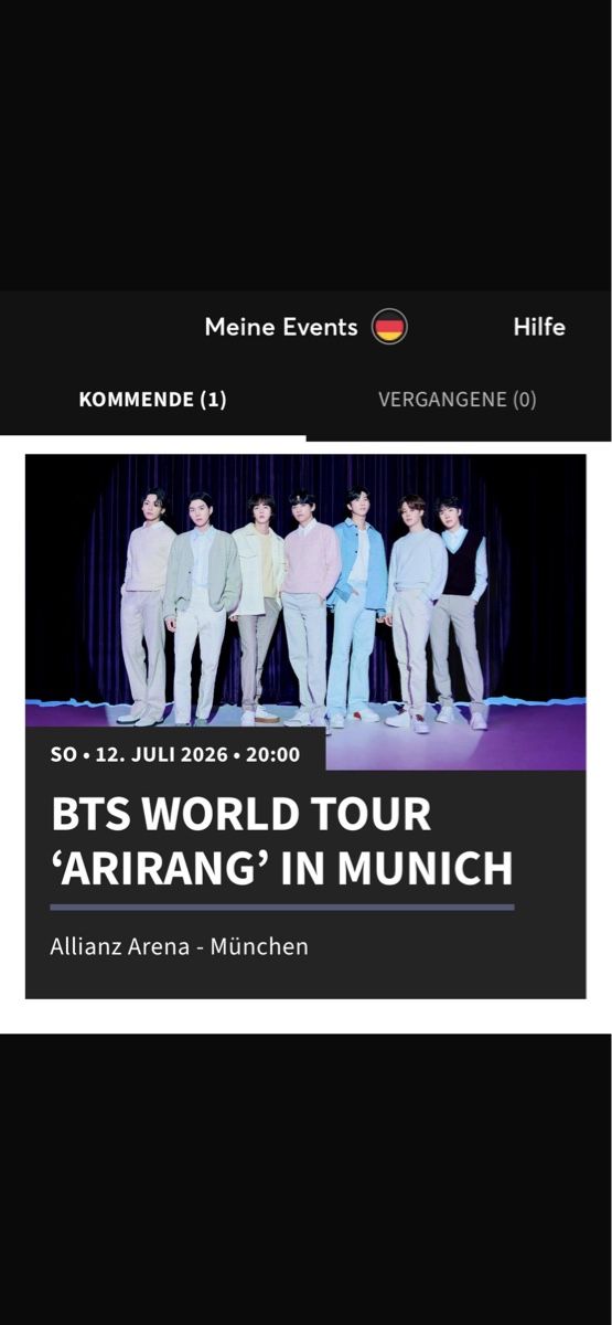Biglietti: BTS Arirang Tour München – Nuovo (secondo la descrizione) da Lohn-Ammannsegg venduto da _noemi_.