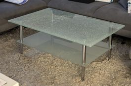 Couchtisch Crasch Glas mit Ablage Metallbeine guter Zustand