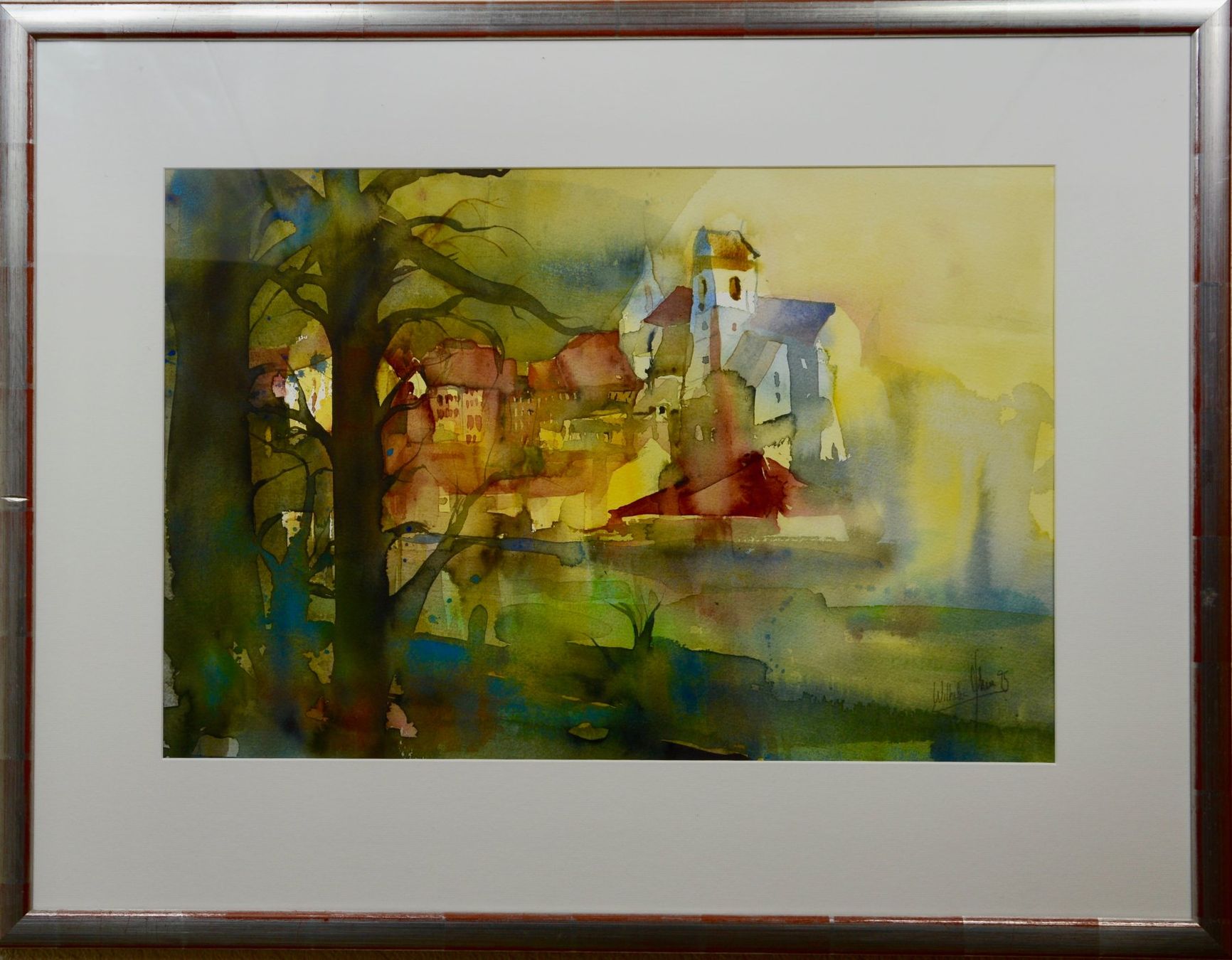 Gemälde: Aquarell "Aarau" - W. Glur - 1975 – Gebraucht aus Oberkulm von Seebrise