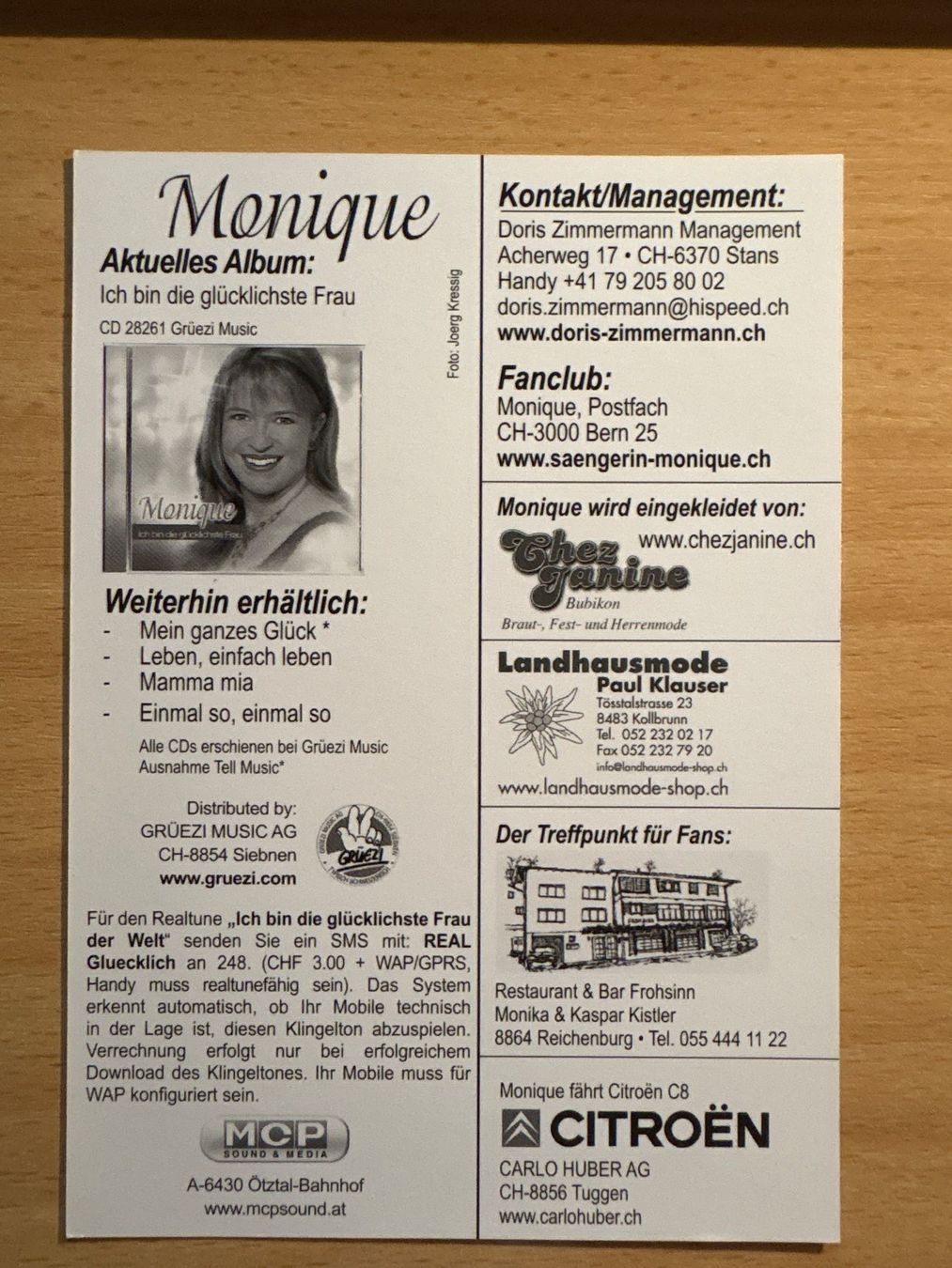 Autografi: Monique Autogrammkarte Schlagersängerin – Usato da Ibach venduto da lisch3 2