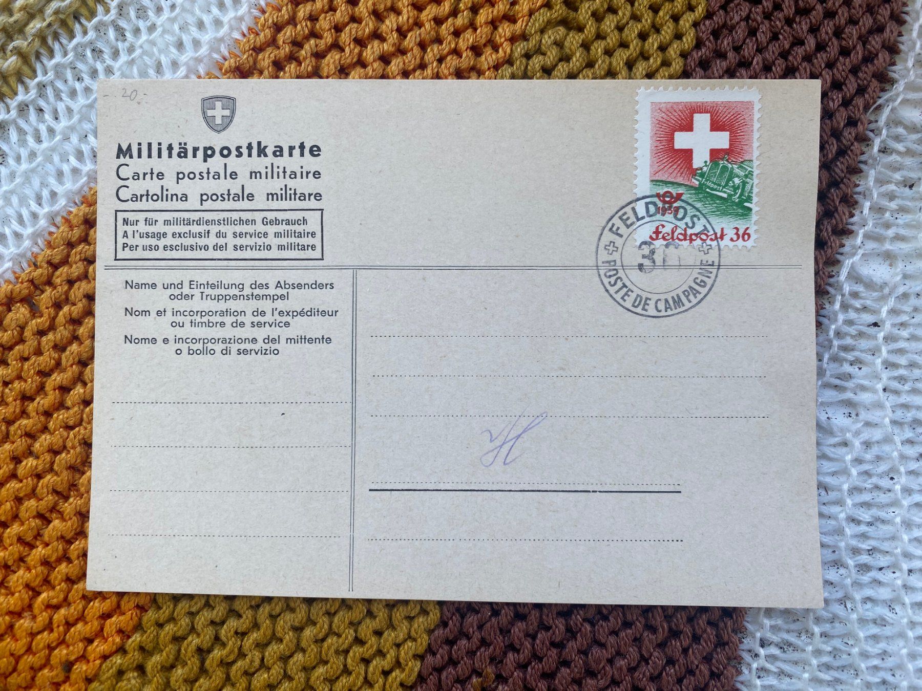 Tutti i francobolli: PK Soldatenbriefmarke V – Usato da Langendorf venduto da Antik-Samariter
