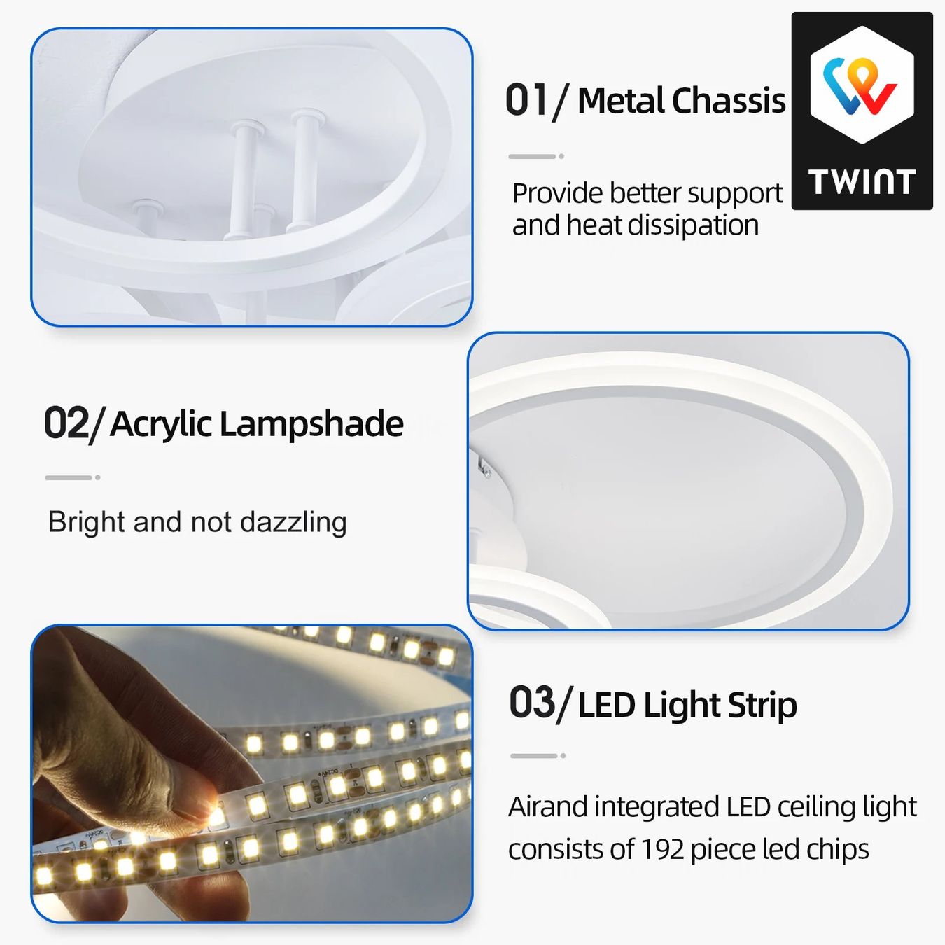 Kronleuchter & Deckenlampen: Lustre design moderne, blanc, dimmable avec télécommande! – Neu und originalverpackt aus Saignelégier von novamarket 5
