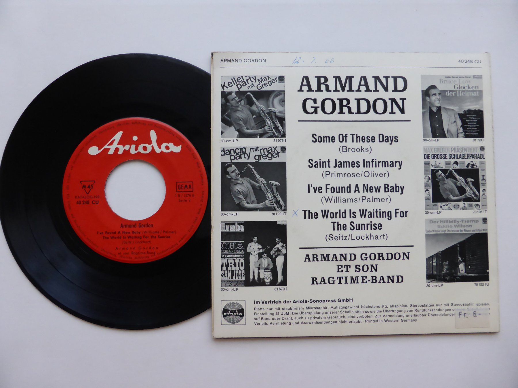 Dischi in vinile: VINYL SINGLE  EP  ARMAND GORDON – Usato da Küssnacht am Rigi venduto da Mondkinder 1