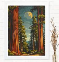 Wald Mond Poster Leinwandbild 40x60cm NEU (Rahmenlos)