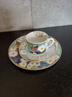 Tasse et soucoupe chats fleurs décorées Rosina Wachtmeister